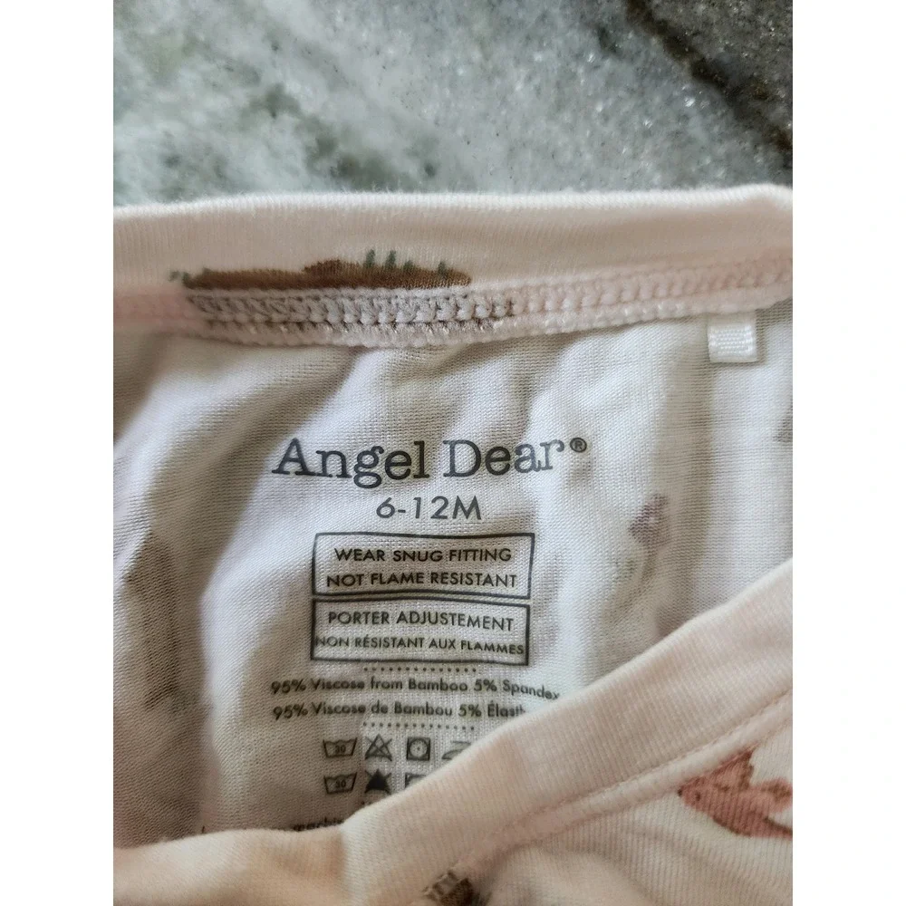 Angel Dear Baby Girl 6-12M Bamboo Viscose Pajama Set Pink Woodland Deer Fawn PJs
